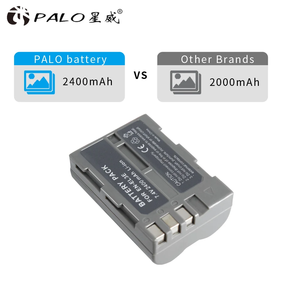 PALO Высококачественные 4 шт. EN EL3e 7 V 2400mAh батареи для камеры Nikon ENEL3E EL3E D30 D50 D70 D90 D70S