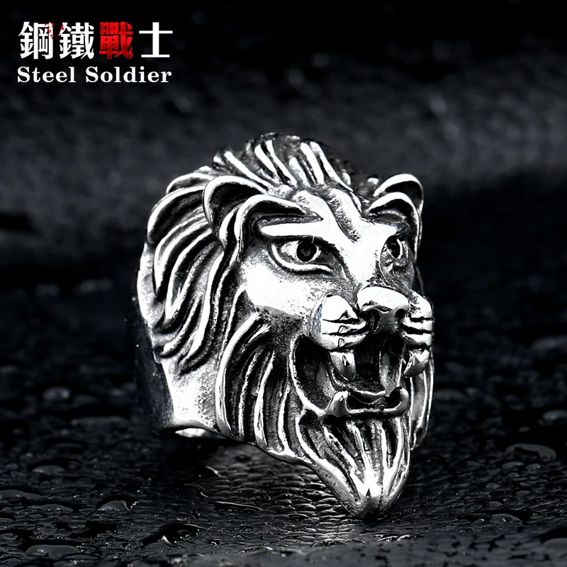 Мужское кольцо из нержавеющей стали с головой льва|lion head ring|ring forrings for men |