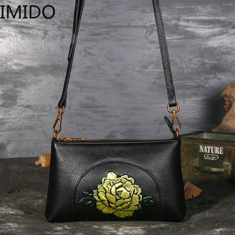IMIDO 2019 винтажная кожаная женская сумка на одно плечо Диагональная Сумка большой