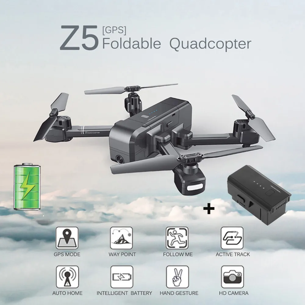 SJRC Z5 Квадрокоптер с HD 1080P широкоугольная камера GPS Дрон + аккумулятор Wifi FPV