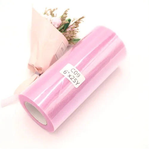 C09 Pink Purple 15 см 25 ярдов детского дня рождения и вечеринки, рулон тюля Ткань для юбки-пачки для вечеринки, дня рождения Свадебные украшения сетчатая ткань для шитья DIY органза юбка-пачка аксессуары - Цвет: C09 Pink Purple