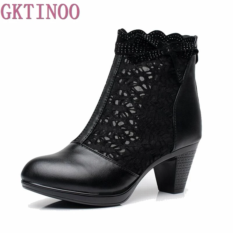 Женские черные ботильоны из натуральной кожи на шнурках осень и весну 2019|ankle boots for