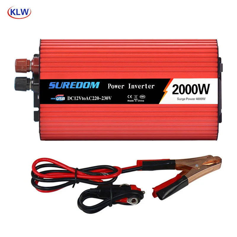 Инвертор мощности 2000 Вт Автомобильный преобразователь напряжения Трансформатор