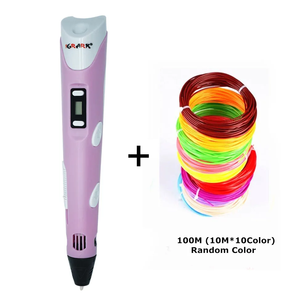 Pink Add Pla100m IGRARK 3D Ручка, 3d ручка для печати, интеллектуальная ручка с граффити, 3d принтер, лучший подарок для детского дня рождения, сделай сам, рисование - Цвет: Pink Add Pla100m