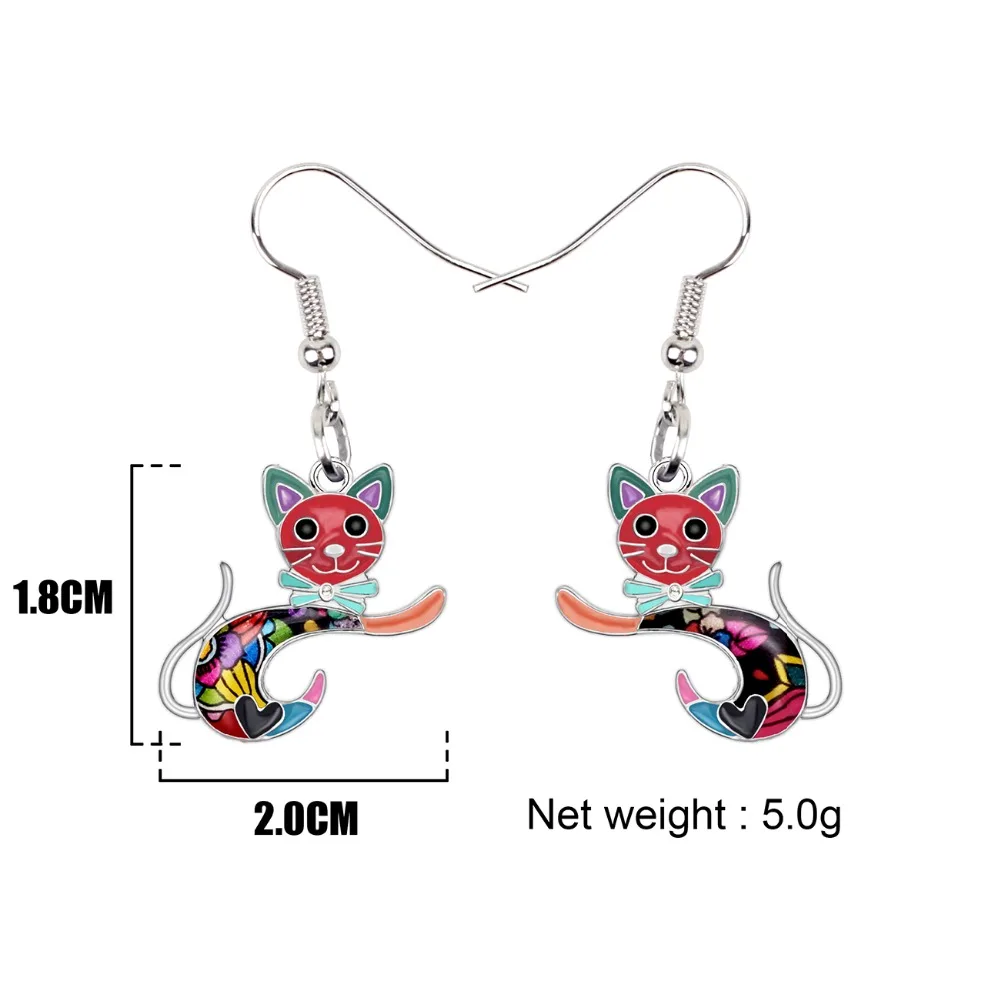 WEVENI эмалированные сплав аниме прыгающая кошка котенок серьги большая мода милые