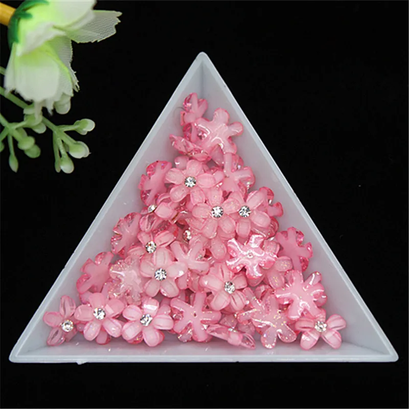 100 шт. 10 мм милый розовый цветок с кристаллами Стразы плоским основанием кабошон