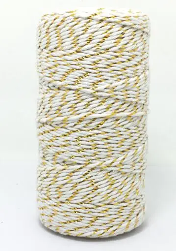 ZERZEEMOOY 8ply 1~ 1,5 мм 100 Ярд/катушка Хлопок Bakers шпагат смесь Baker's шпагат подарочная упаковка шпагат для ремесла 24 цвета - Цвет: gold
