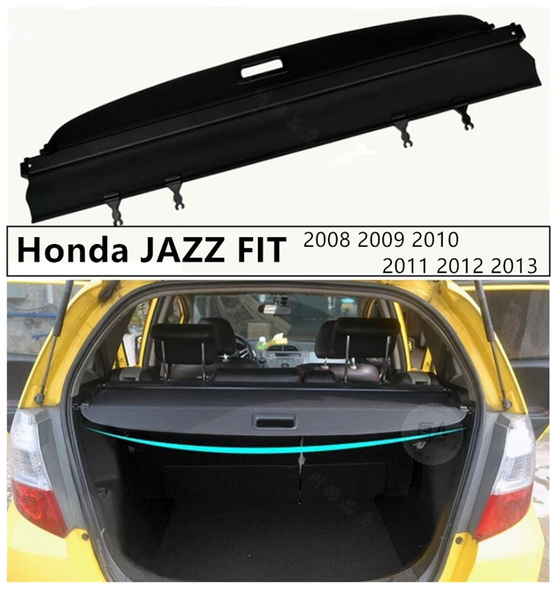 

Rear Trunk Cargo Cover For Honda JAZZ FIT 2008 2009 2010 2011 2012 2013 igh Qualit Car Security Shield Accessories Black Beige