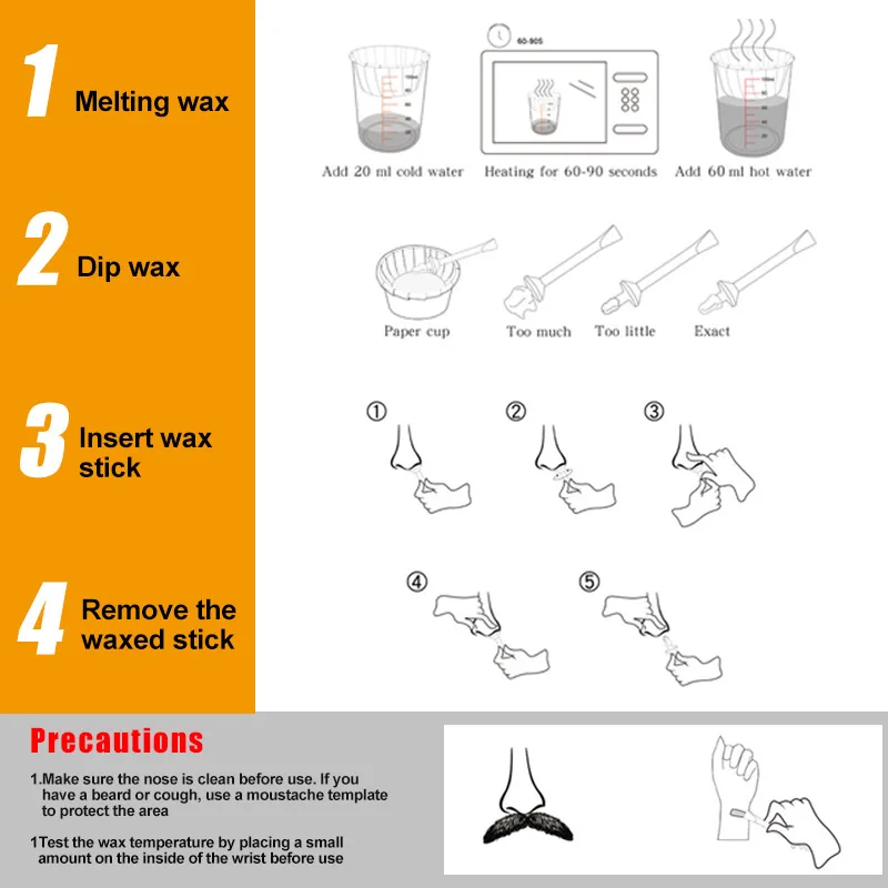 Новый комплект воска для носа мужчин женщин удаление волос в носу портативный