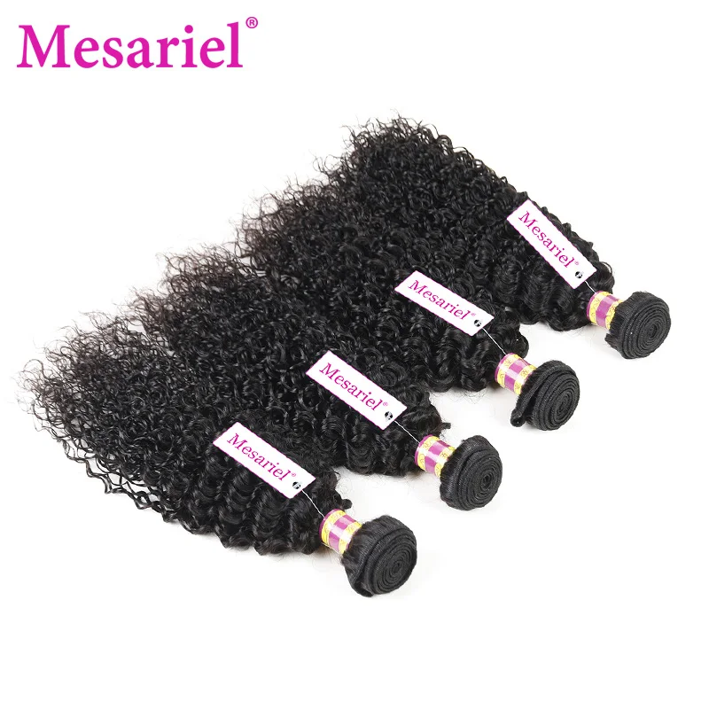 Mesariel Brazilian Hair Weave Bundles Kinky Curly 4 Remy Human Extension | Weaving