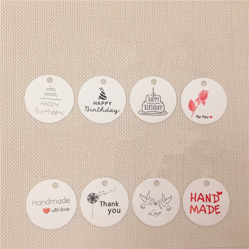 White Round Shape Paper Tags for Weeding Christmas Birthday Party Favors Gift Cake Bags Garment Package Label 500Pcs/Lot | Дом и сад