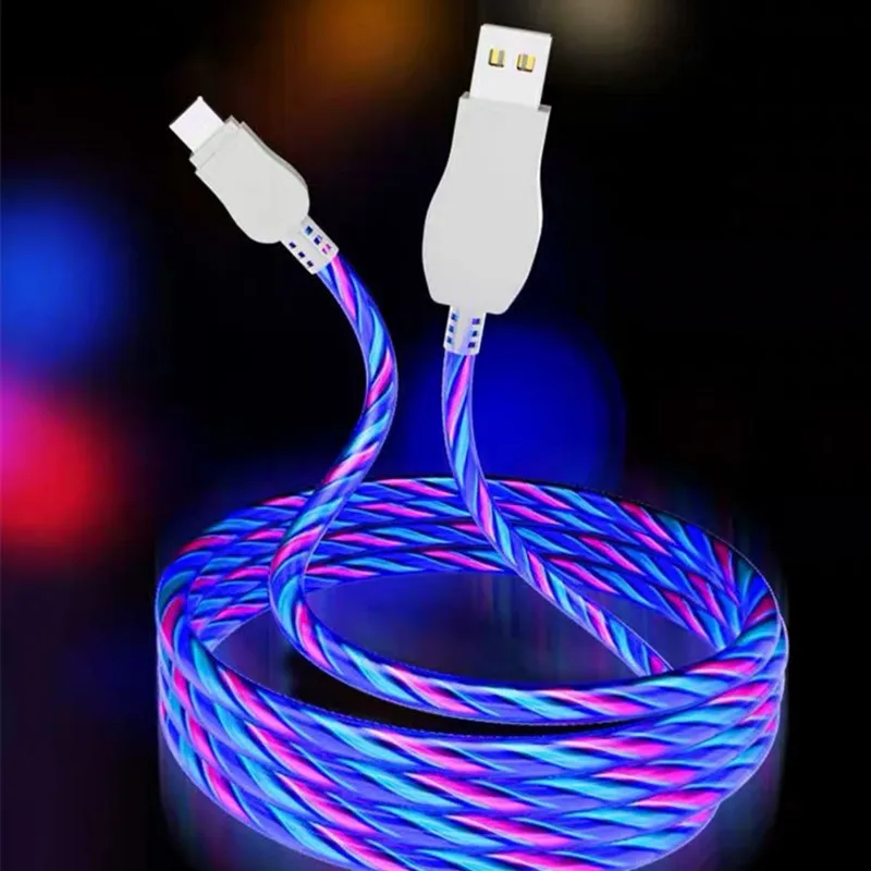 Светодиодный usb-кабель светильник для передачи данных для iPhone 6S plus x xs max для samsung S7 S8 S9 Xiaomi huawei Honor Android type-C