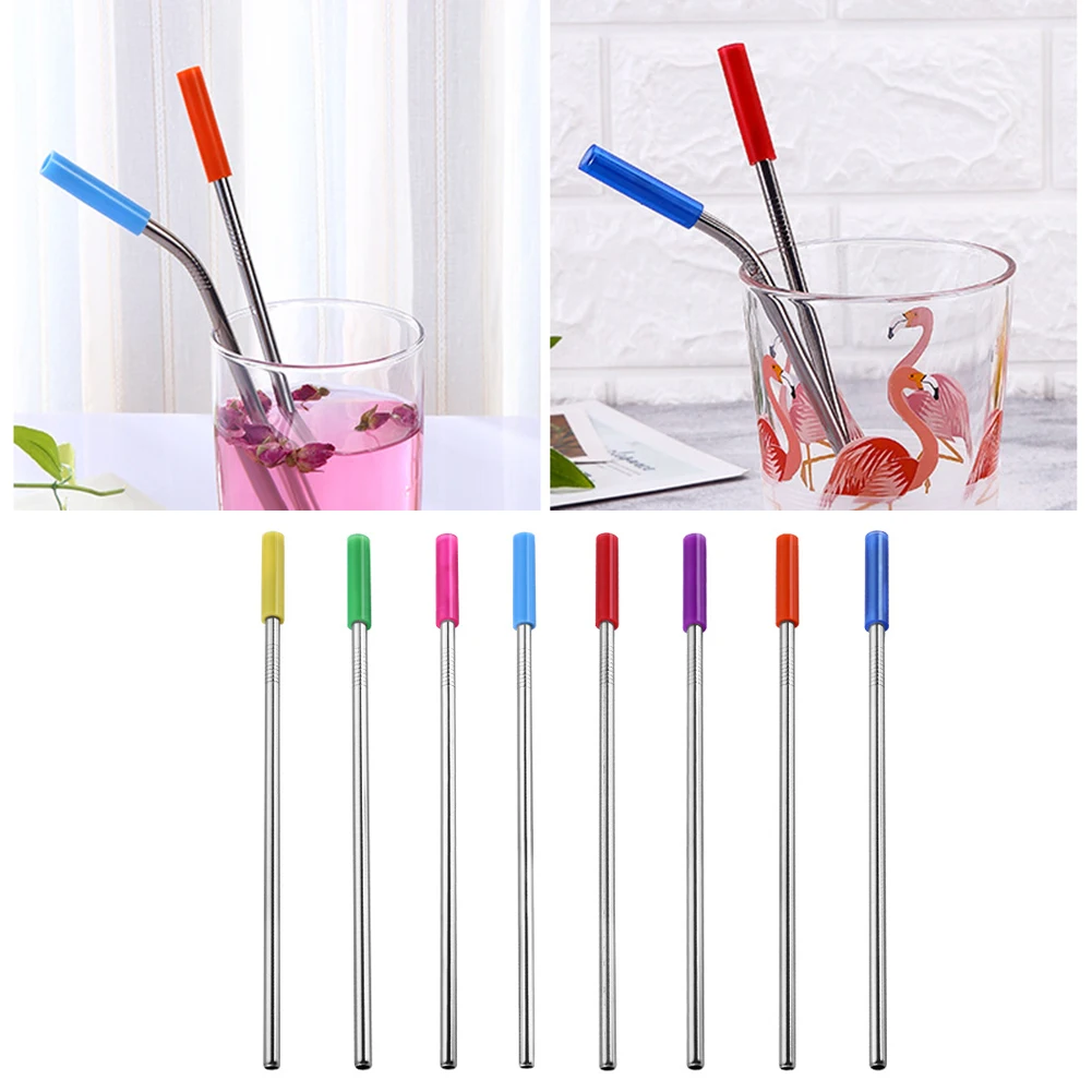 4 шт многоразовые силиконовые наконечники крышка из нержавеющей стали прямые