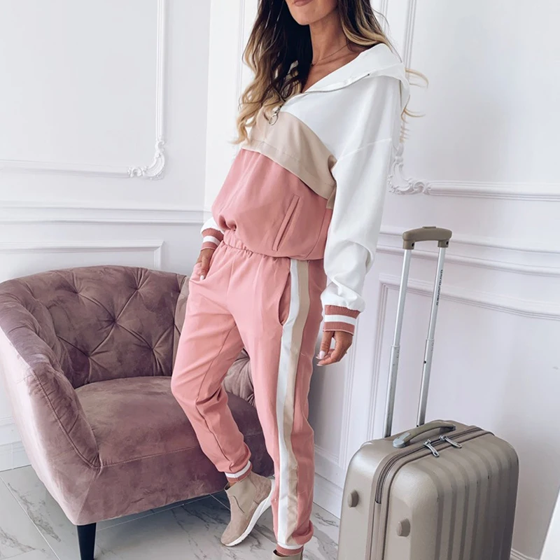 Женский Повседневный Спортивный костюм комплект из 2 предметов: толстовка с