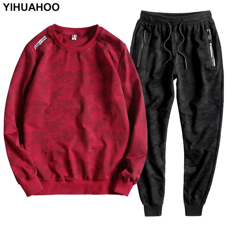 YIHUAHOO, большой размер, 7XL, 8XL, 9XL, спортивный костюм для мужчин, 6 цветов, хлопок, два предмета, комплект одежды, тренировочные штаны+ толстовки, 2 шт., толстовки, PYS-8756