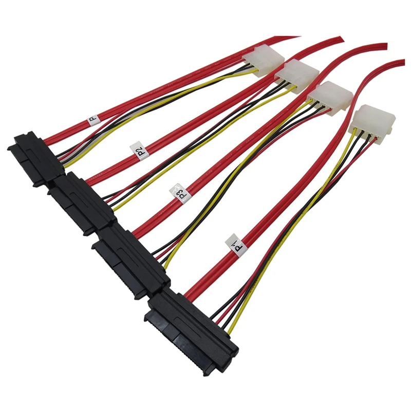 Mini SAS 36P SFF8087 to 4 X SFF 8482 29P with Power Red Cable 1M |