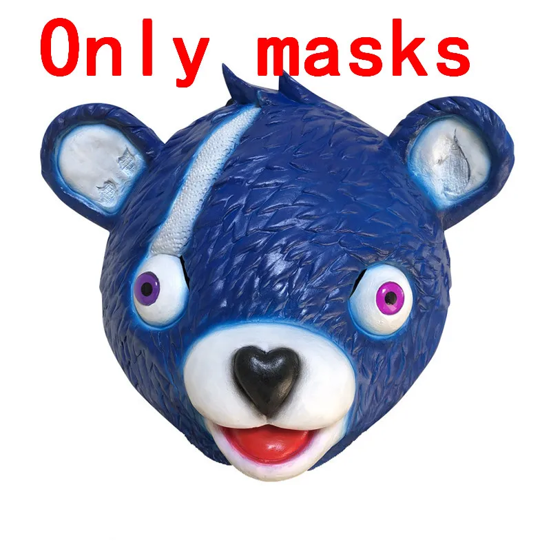 Only masks Розовый Лидер команды розовый медведь Косплей Костюм полная латексная маска для лица взрослых спандекс зентай боди Хэллоуин вечерние для женщин детей - Цвет: Only masks