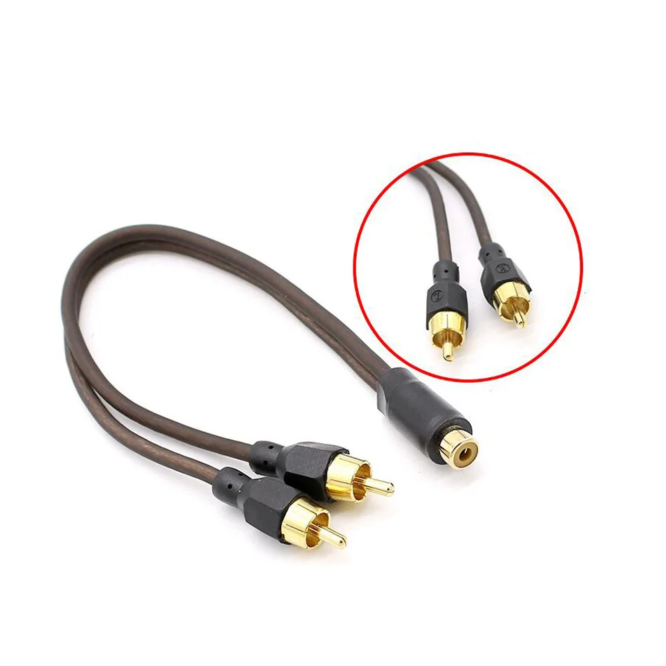 PUZU автомобильный аудио кабель rca 1 папа 2 Женский и Мужской усилитель сабвуфер