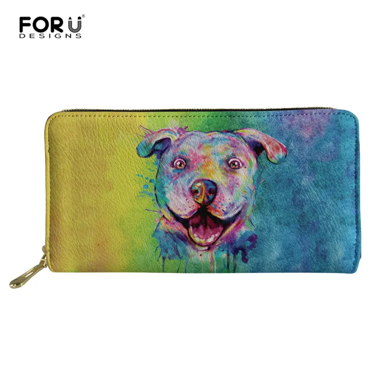FORUDESIGNS/кошельки с радужной собачкой питбулл/хаски Женская Большая емкость Кожаный клатч кошелек держатель для карт Органайзер Дамский кошелек - Цвет: L5384Z21