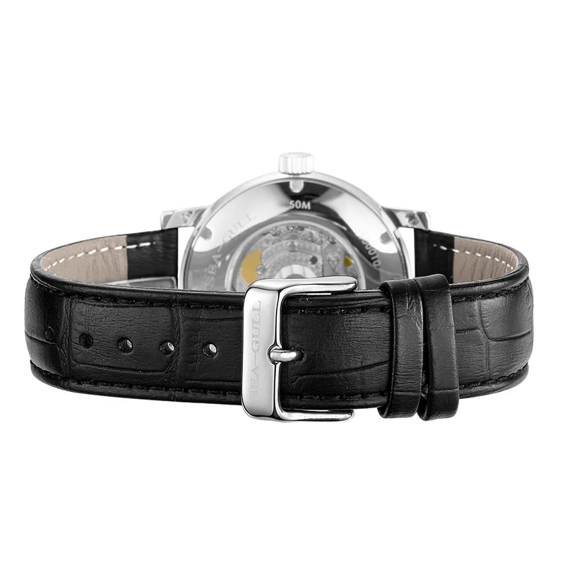 Чайка арабские цифры белый циферблат Дата выставка назад автоматические мужские