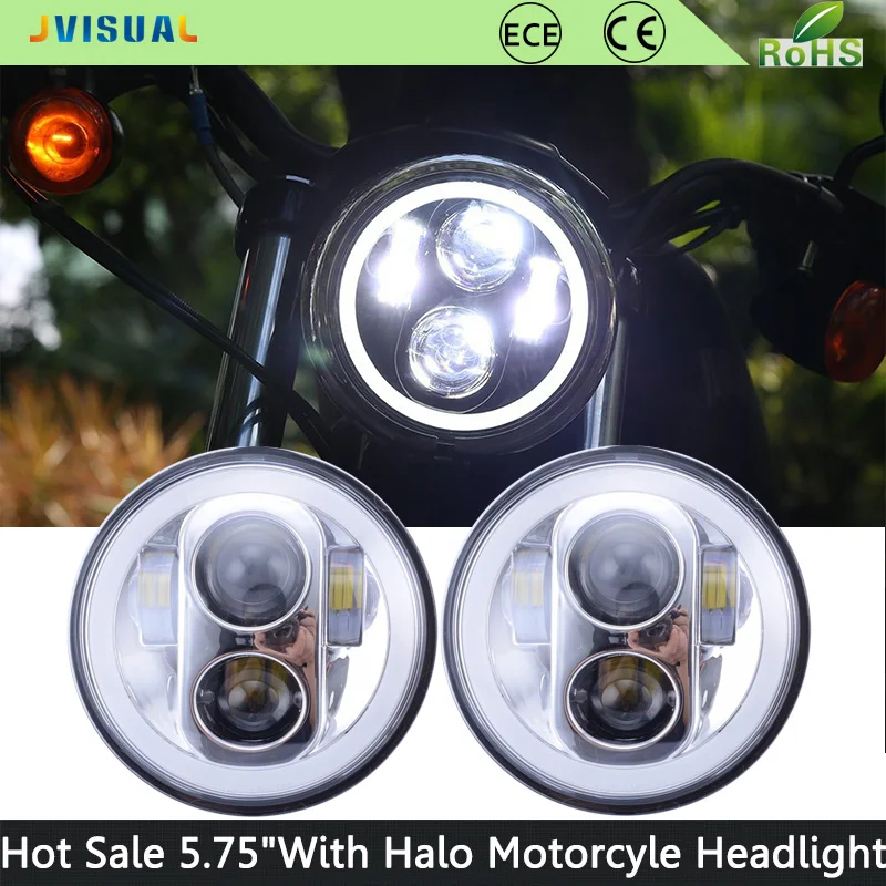 5 75 &quotмотоцикл H4 Hi Lo Beam 3/4&quot светодиодный фонарь с ангельскими глазками Halo Ring Iron 883