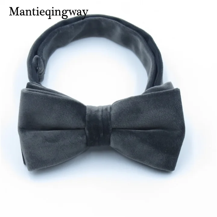 grey Mantieqingway вельветовый галстук-бабочка для мужчин s свадебный двухслойный галстук-бабочка рубашка сплошной цвет черный галстук для мужчин - Цвет: grey