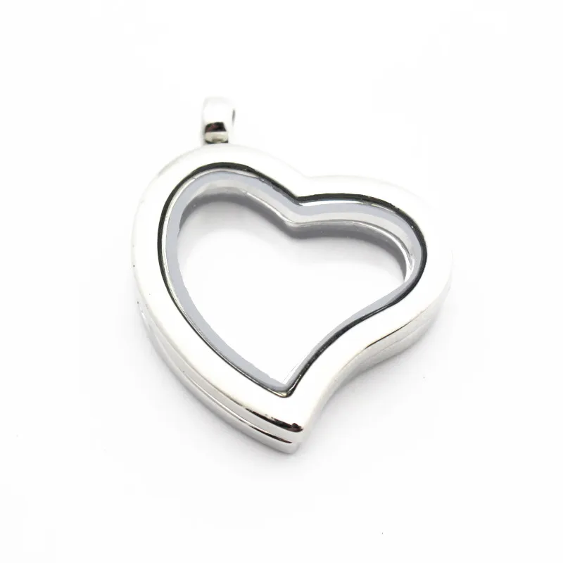 Новейшая 30 мм нержавеющая сталь кристалл сердце плавающий медальон ожерелье
