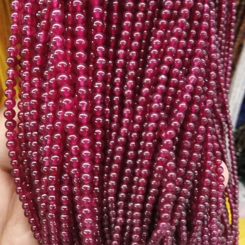 Гранатовые круглые бусины 2 мм натуральный бордовый камень для изготовления