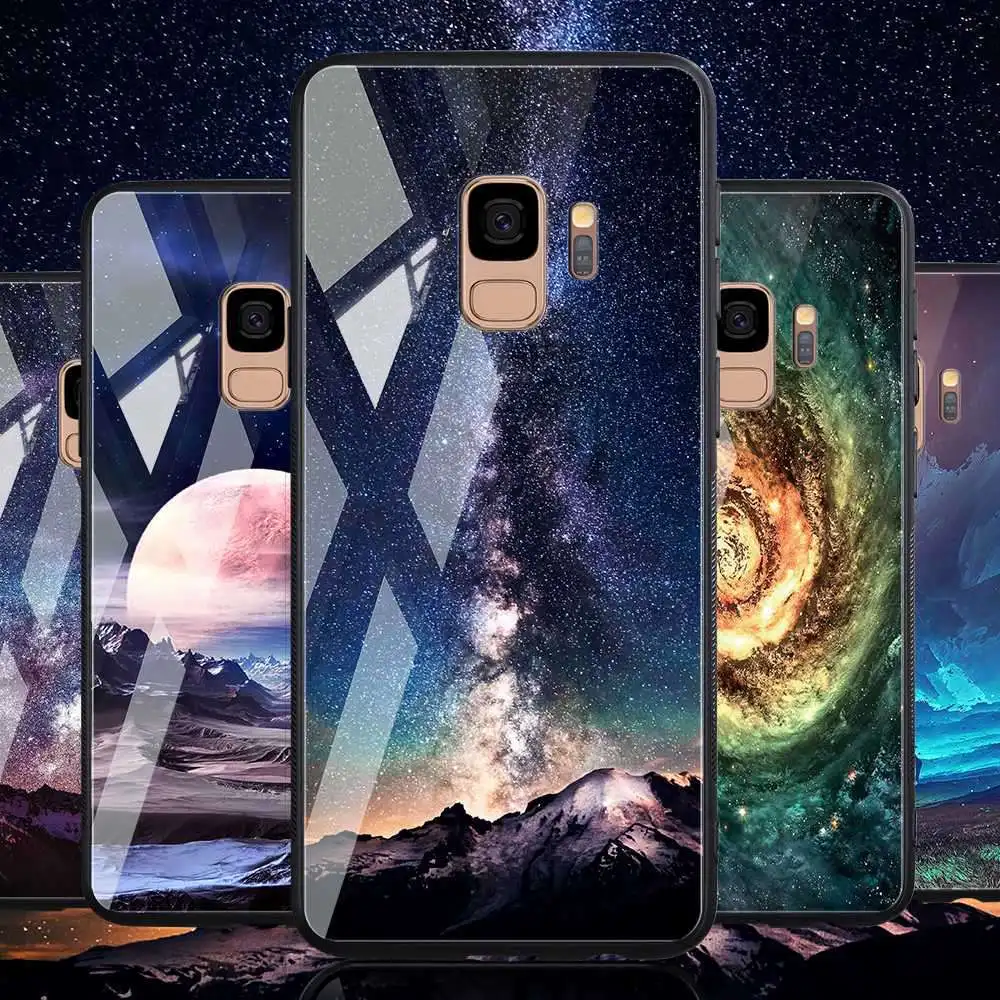 Чехол TOMKAS из закаленного стекла для Samsung Galaxy S9 Plus силиконовый чехол с узором чехлы