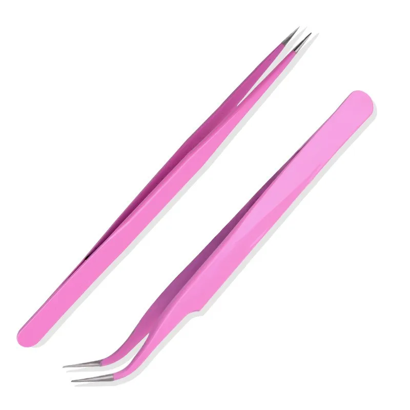 1 x Anti-Static Stainless Steel Tweezers Professional Slim Tip-point and Curved Point for Eyelash Extension Nail Art 01 | Красота и
