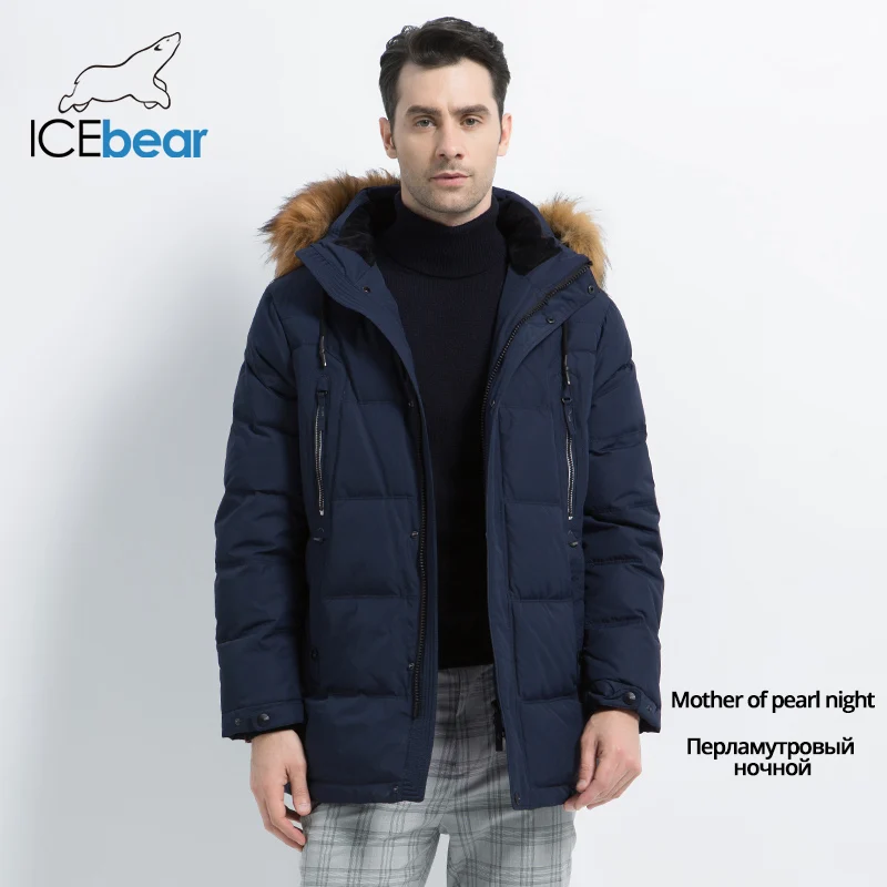 ICEbear новая мужская одежда модная мужская куртка с капюшоном Мужское пальто Толстая Теплая мужская одежда высококачественные мужские зимние парки MWD19903d - Цвет: M430