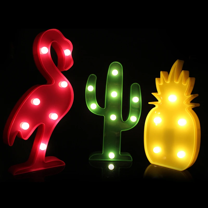 СВЕТОДИОДНЫЙ Ночник Новинка Luminaria фламинго кактус 3D лампа шатер письмо свет для