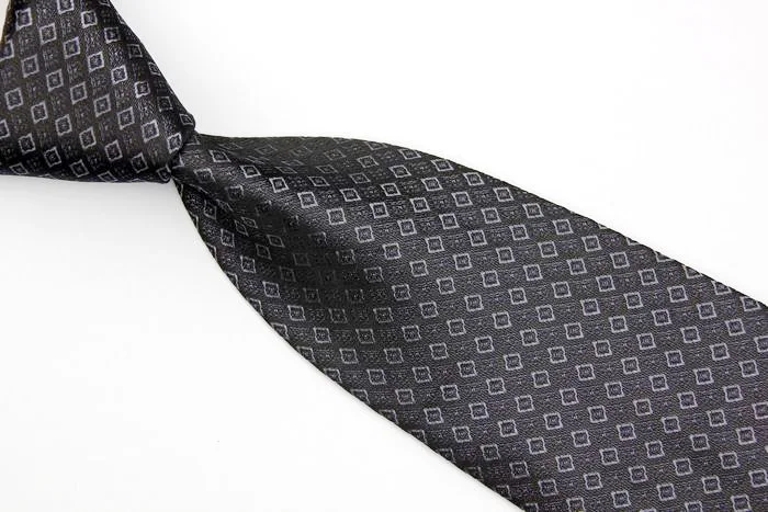 NT0442 Black Gray Plaids Checks Ties Jacquard Woven Smooth Classic Silk Polyester Man's Casual Necktie Business Luxury Gravata |
