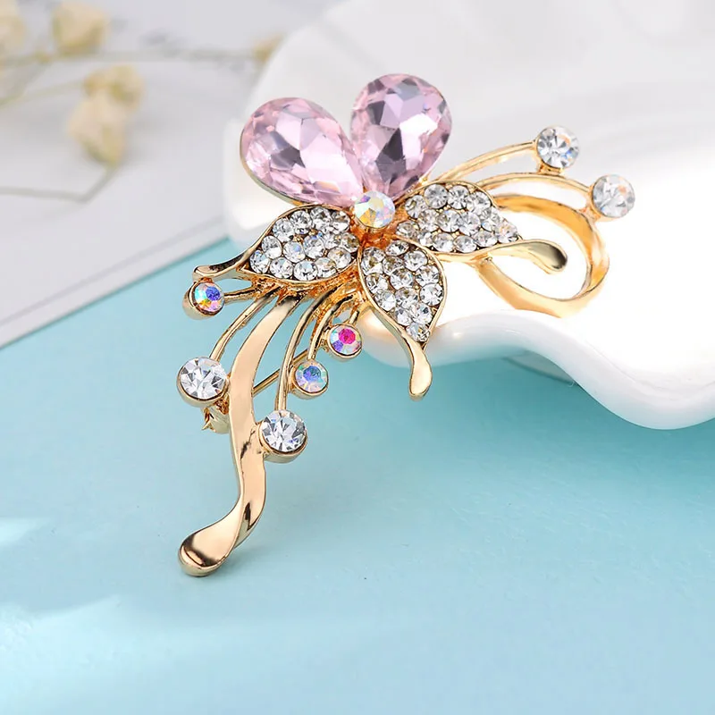 Новинка Классическая изысканная Женская Золотая яркая разноцветная брошь в виде