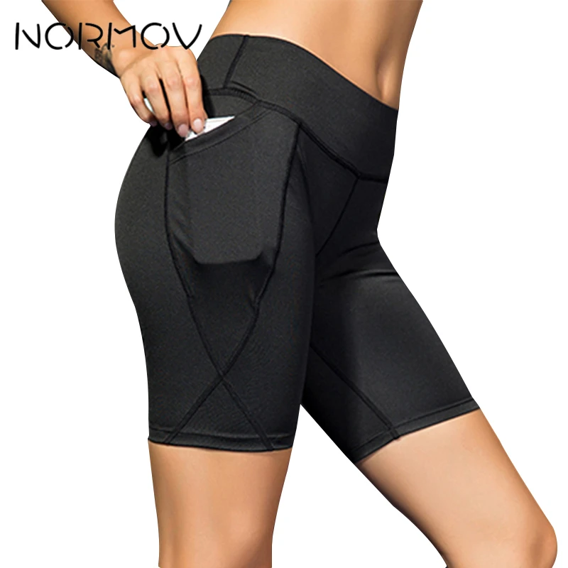Женские спортивные шорты NORMOV однотонные с высокой талией и ходовые йоги дышащая