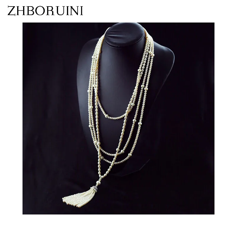 ZHBORUINI 2019 модное длинное многослойное жемчужное ожерелье чокер с пресноводным
