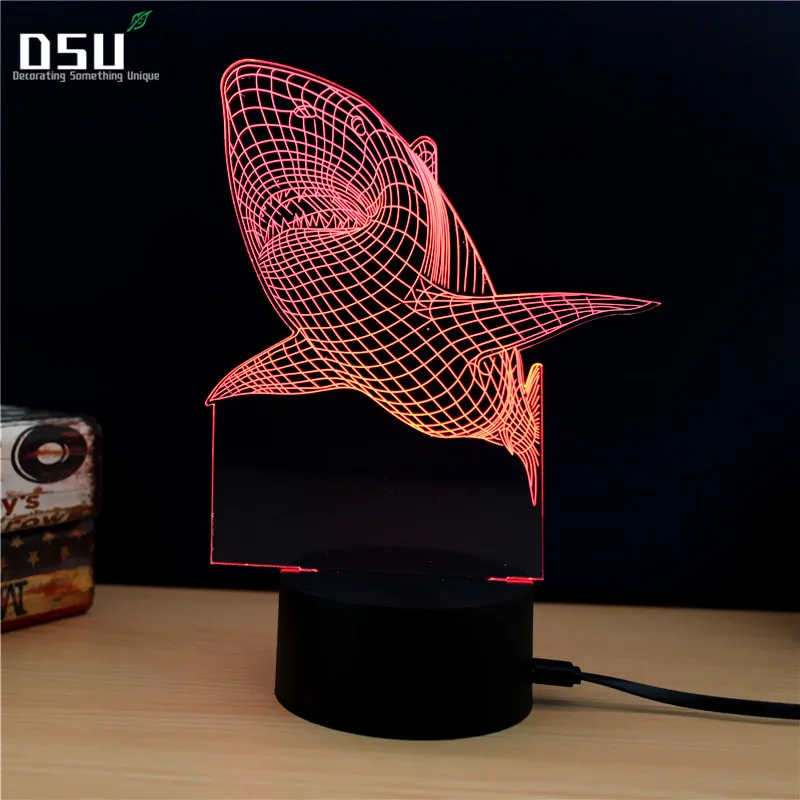 Luminarias ночник 3D лампа Акула животное огни детский визуальный светодиодный Ночной
