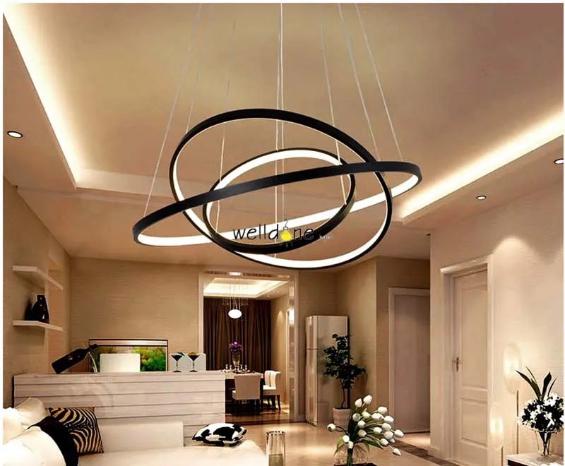 Современные подвесные светильники с круглыми кольцами для гостиной столовой