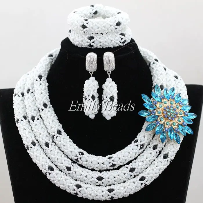 Модный черный свадебный комплект ювелирных изделий из бисера в нигерийском