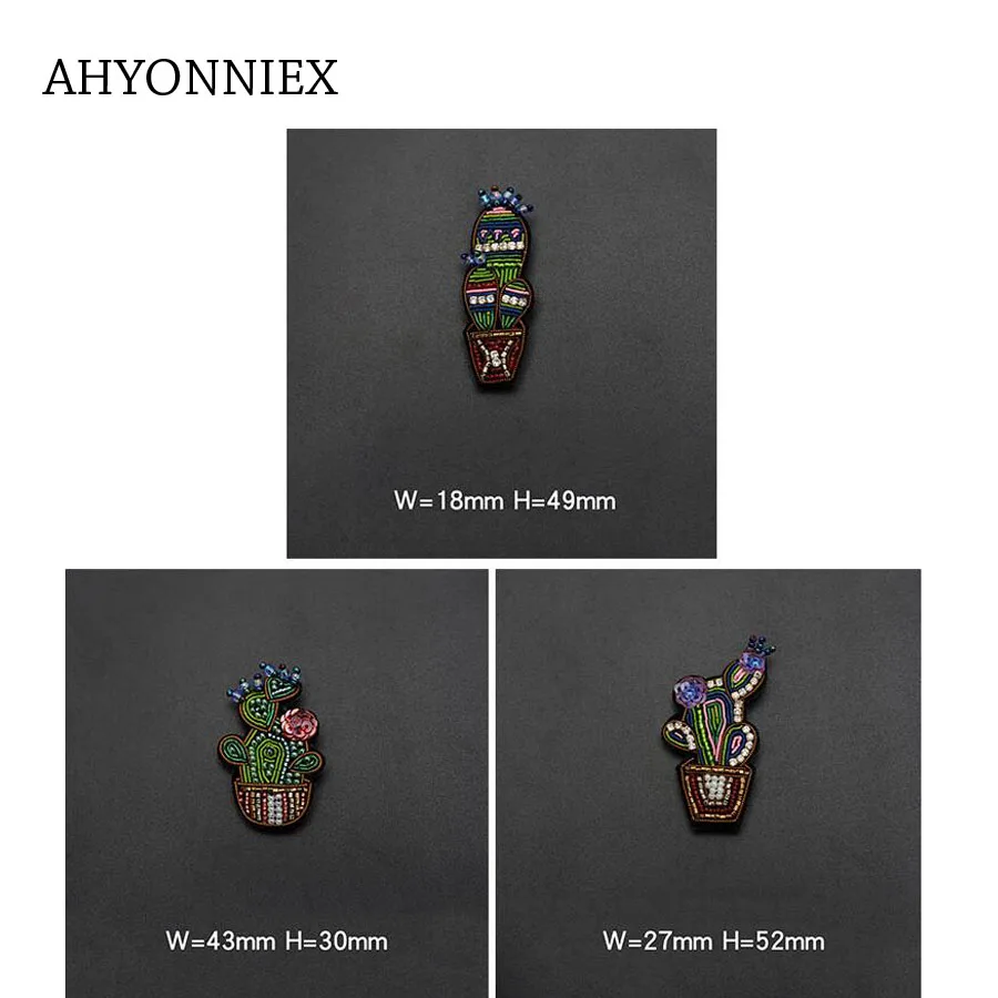 AHYONNIEX индийский Шелковый патчи кактуса DIY Аппликация булавка На ментальный брошь