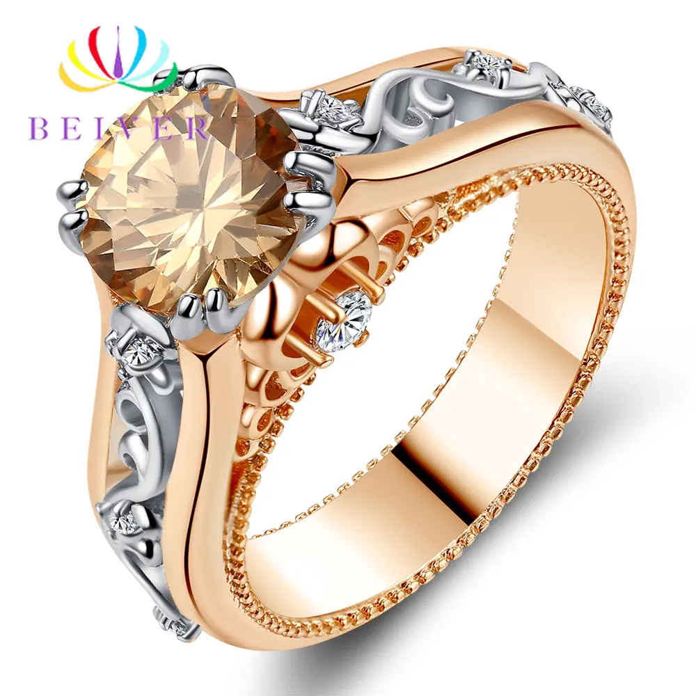 Женское кольцо с цветами Beiver белое золото и розовое Супер Блестящий Цирконий