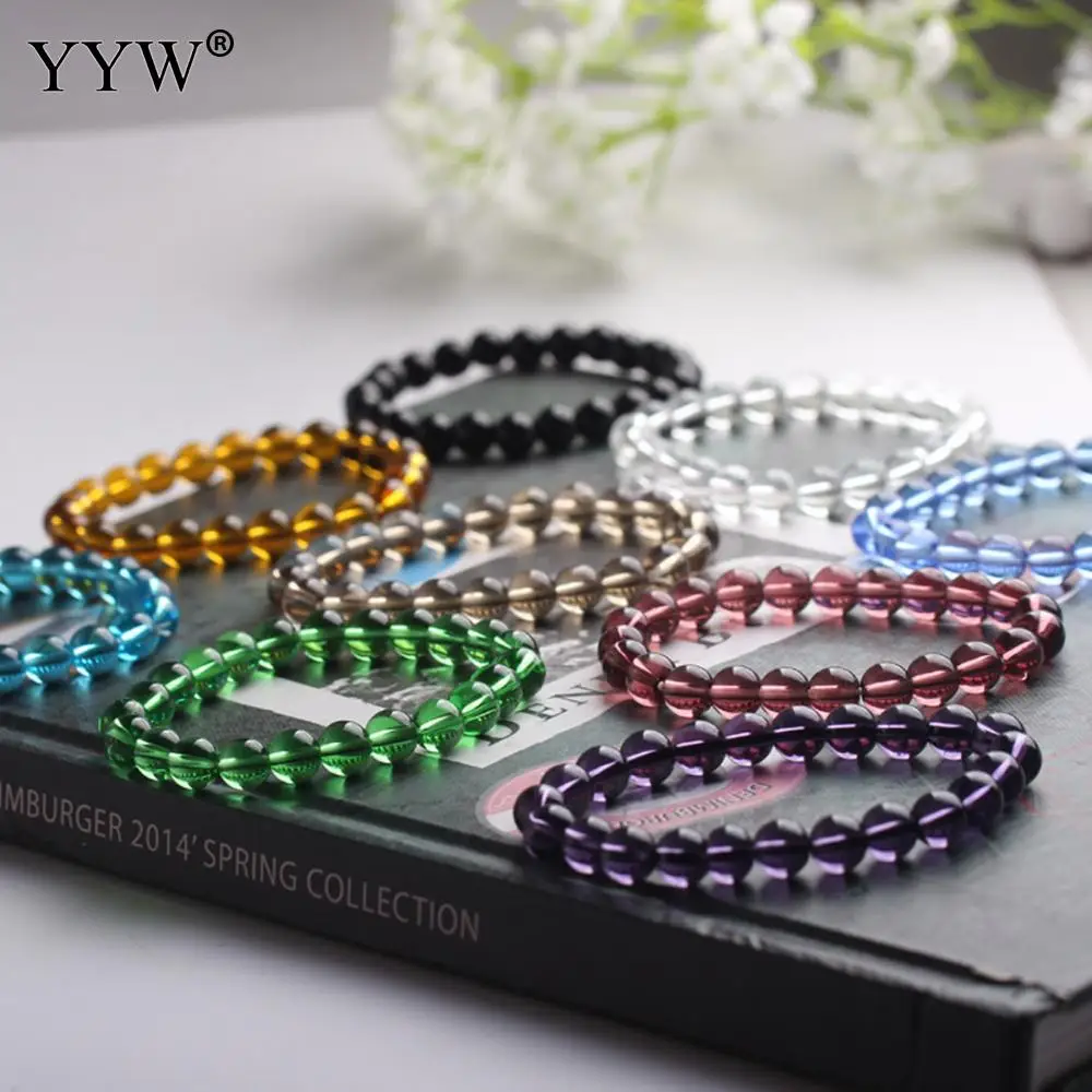 7 2 дюймов 8 мм Pulseras Mujer Moda 2018 красочные стеклянные бусины прозрачные браслет для