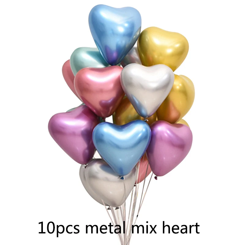 10pcs mix heart 20 шт. 10 дюймов металлические светящиеся синие латексные шары Свадебные темно-синие хромированные шары 10 шт. украшения для дня рождения детские товары - Цвет: 10pcs mix heart