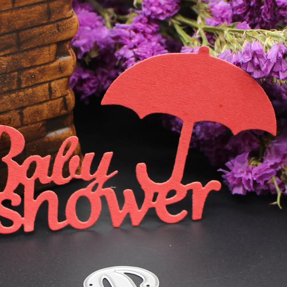 Для беременных женщин Baby Shower буквы зонтик металла резка умирает DIY трафареты для