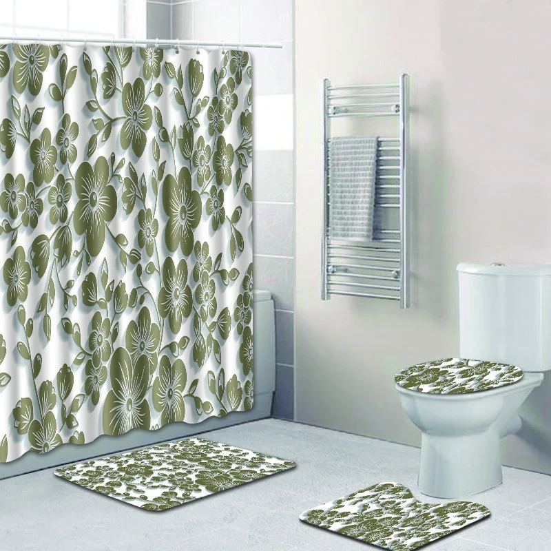 Бесплатная доставка 4 шт. зеленый бамбуковый ковер для ванной комнаты коврики