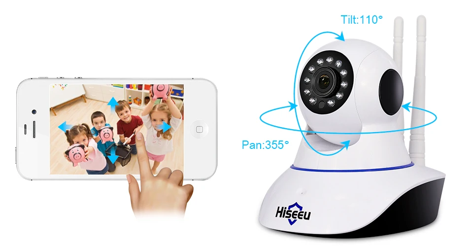 Hiseeu Домашняя безопасность 1080P 3MP Wifi ip-камера аудио запись SD карта памяти P2P HD CCTV Беспроводная камера видеонаблюдения радионяня