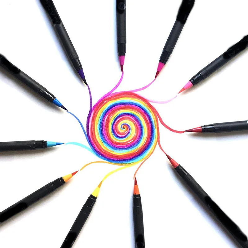 Art Markers Coloring Lettering Pen For Calligraphy Water Color Drawing Sketching School Soft Watercolor Brush Set | Канцтовары для