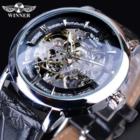 winner transparent 3d gear movement mens business luxury desing mens mechanical automatic wrist watches top brand skeleton clock