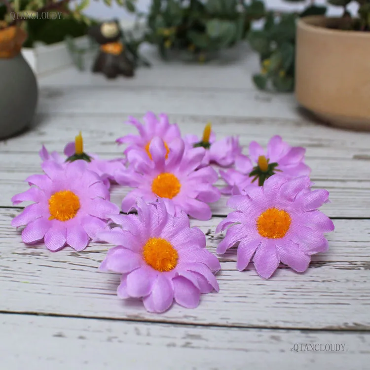 Lilac 10 штук 3 см Искусственный Подсолнух Дейзи Шелковый Свадебные цветы День рождения украшения Скрапбукинг DIY аксессуары A20 - Цвет: Lilac