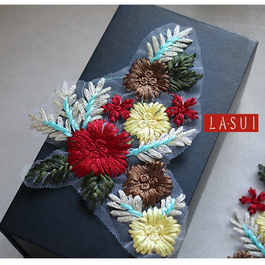 LASUI Новинка 2 шт. = 1 пара 10*17 см Верхняя лента вышивка кружева аппликация 3D одежда с